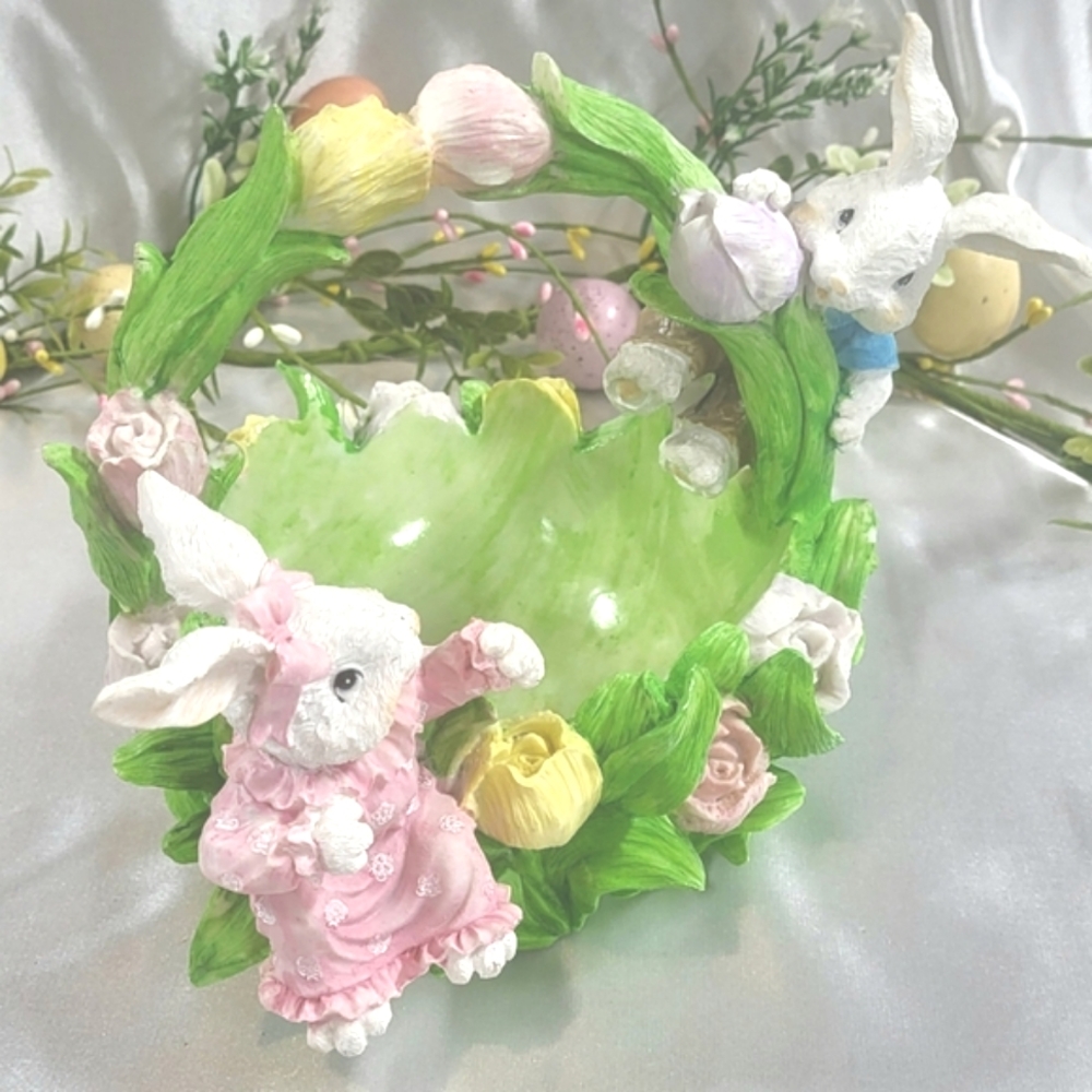 Charming Bunny Basket with Floral Details